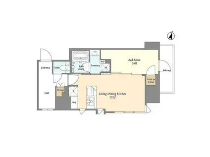 アイフラット若松河田(1LDK/2階)の間取り写真