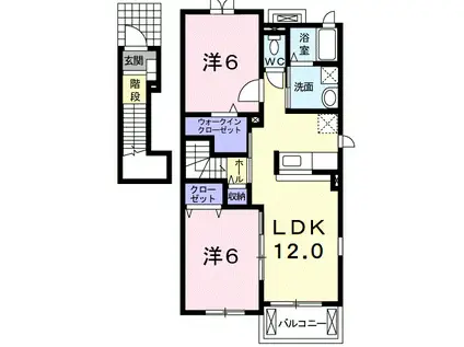 ウェルフェアA(2LDK/2階)の間取り写真