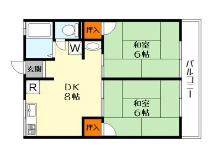 ハイム光栄(2DK/2階)の間取り写真