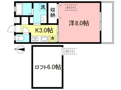 サンドミール(1K/2階)の間取り写真