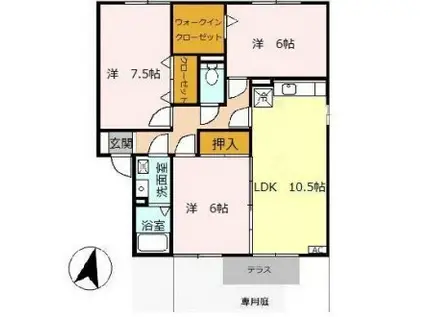 タウンコートオリビエ(3LDK/1階)の間取り写真