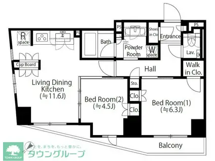 コノート茗荷谷(2LDK/4階)の間取り写真