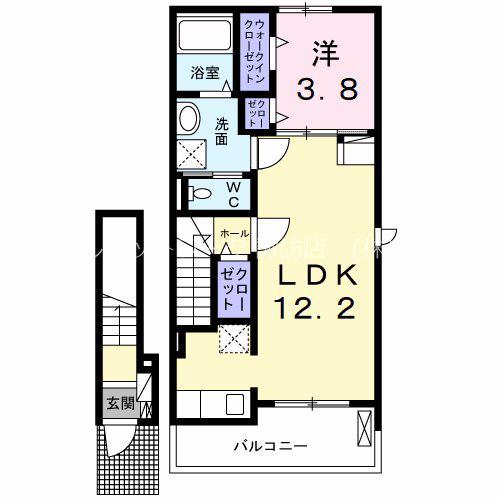 サニーガーデンR A(1LDK/2階)の間取り写真