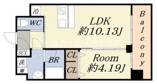 プレジオ弁天町(1LDK/7階)の間取り写真