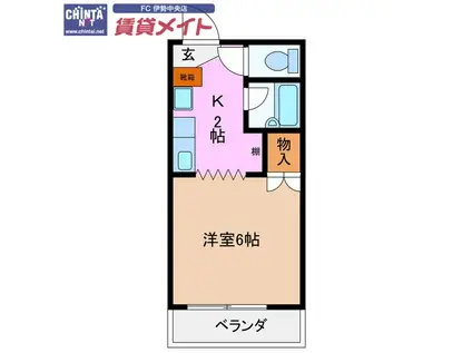 サープラスキタガワ(1K/2階)の間取り写真