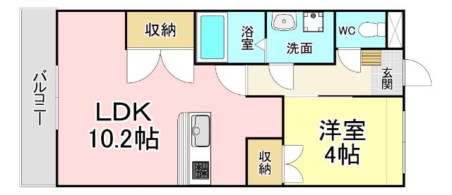シャーレ大喜(1LDK/1階)の間取り写真