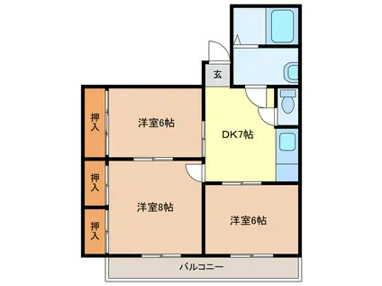 AKATSUKI BLD(3DK/3階)の間取り写真