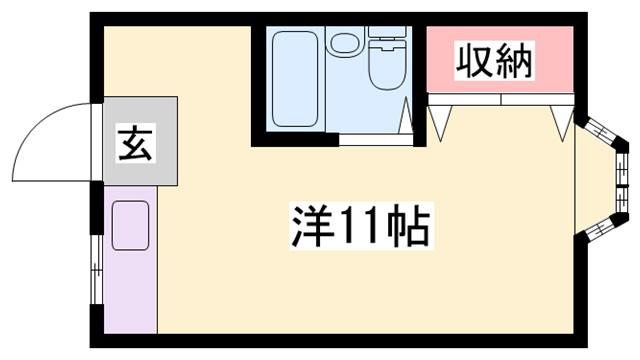 書写アパートB(ワンルーム/3階)の間取り写真