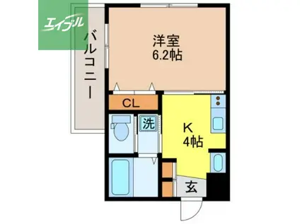 RESIDENCE西山(1K/1階)の間取り写真