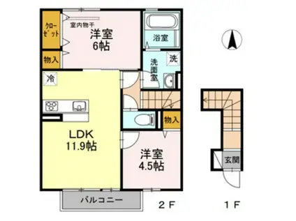 アピテ・ボナール(2LDK/2階)の間取り写真