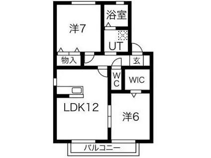 ウエストヴィレッヂ B(2LDK/2階)の間取り写真