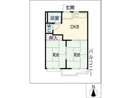 フォーブル赤坂(2DK/2階)の間取り写真