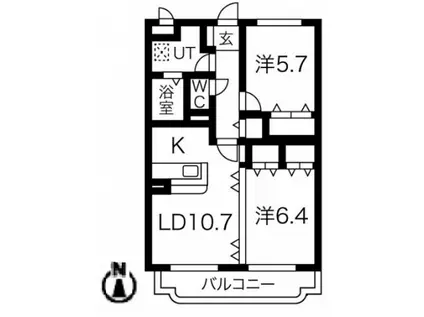 グリーンステージ II(2LDK/1階)の間取り写真
