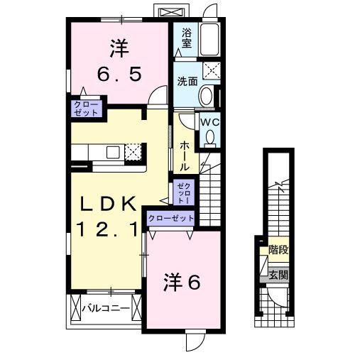 フェリース I(2LDK/2階)の間取り写真