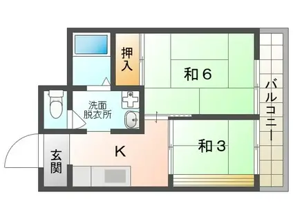 橋本マンション(2K/2階)の間取り写真
