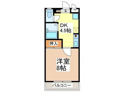 ピュアコート稲里(1DK/2階)の間取り写真