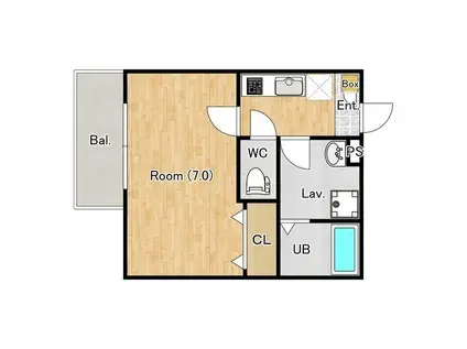 ジーメゾン福生牛浜リント(1K/1階)の間取り写真