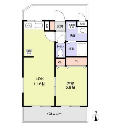 カーサナビオプェンテ(1LDK/1階)の間取り写真