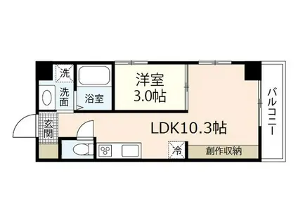 ノーブル平和大通(1DK/3階)の間取り写真