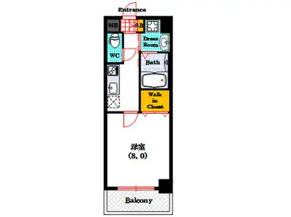 ヴィラリヴィエール(1K/5階)の間取り写真