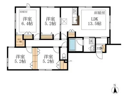 マリンハイツ北(4LDK/1階)の間取り写真