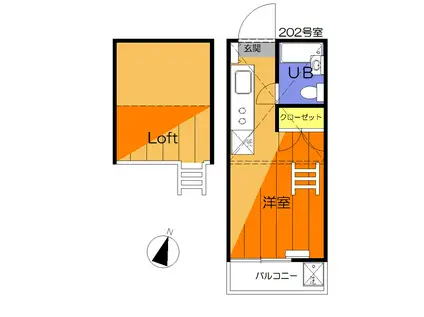 フレンズ蕨(ワンルーム/2階)の間取り写真