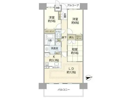 エスリード姫路(3LDK/3階)の間取り写真