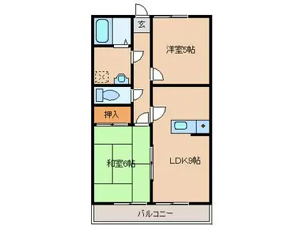 ビックアイランドI(2DK/3階)の間取り写真