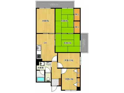 上二十町スカイマンション(5DK/5階)の間取り写真