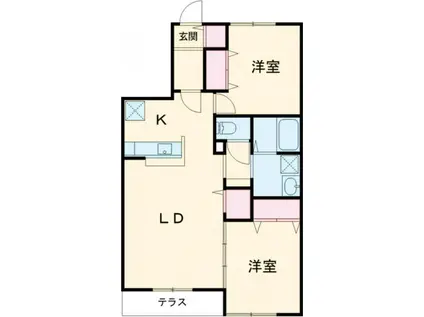 NOV.ガーデン谷田部 F棟(2LDK/1階)の間取り写真