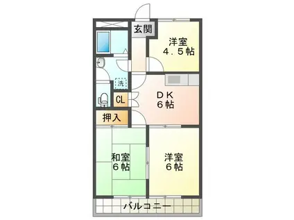 ウイングパレス(3DK/2階)の間取り写真