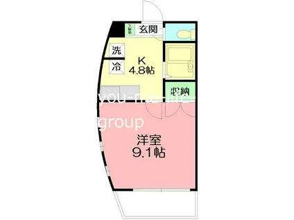 スカイ グランデ(1K/4階)の間取り写真