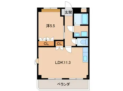 ウインドソング(1LDK/2階)の間取り写真