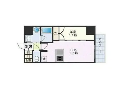 ディアレイシャス名古屋浄心(1LDK/13階)の間取り写真