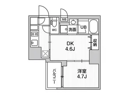 シーフォルム大井町Ⅱ(1DK/12階)の間取り写真