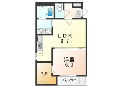 グランメゾンゆずり葉II番館(1LDK/2階)の間取り写真