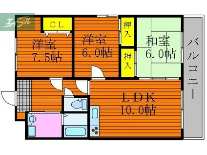 フローラアイン(3LDK/3階)の間取り写真
