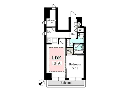 日本橋八重洲デュープレックスポーション(1LDK/7階)の間取り写真