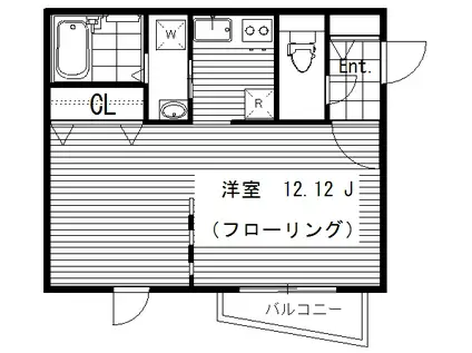 モデュロール赤坂(1K/2階)の間取り写真