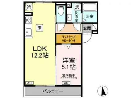 HILLS KEI(1LDK/1階)の間取り写真