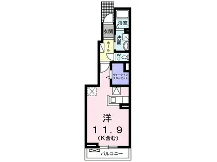 ラフォンテオール II(ワンルーム/1階)の間取り写真