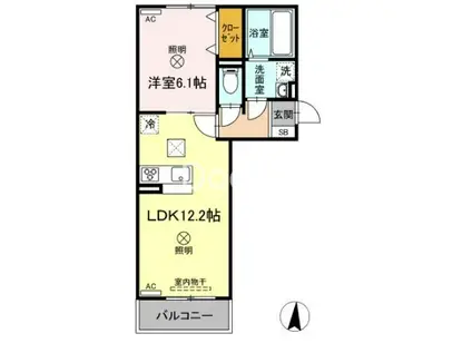 ELPIS I I棟(1LDK/3階)の間取り写真