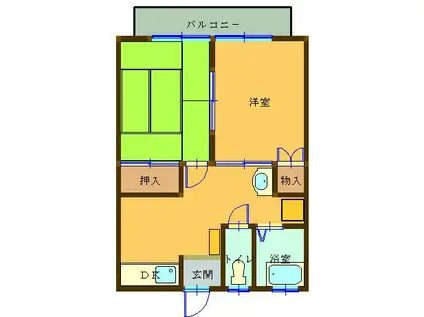 岡田ハイツB(2DK/1階)の間取り写真