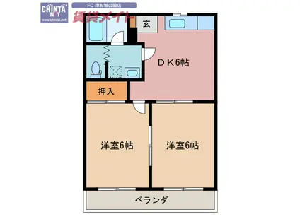 コーポアジヤ(2DK/3階)の間取り写真