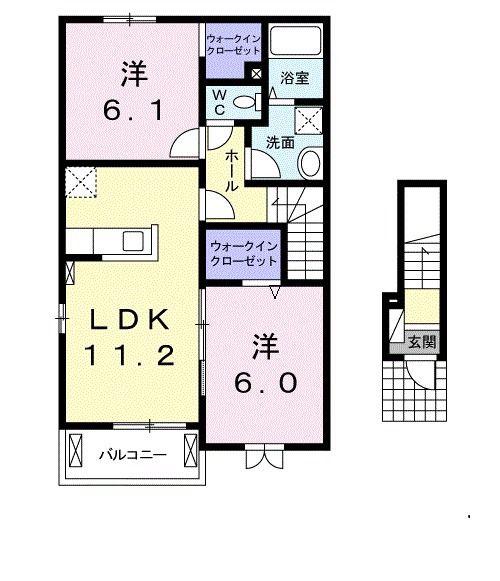 プロムナード K II(2LDK/2階)の間取り写真