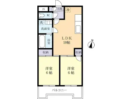 サニーヒルテラス(2LDK/2階)の間取り写真