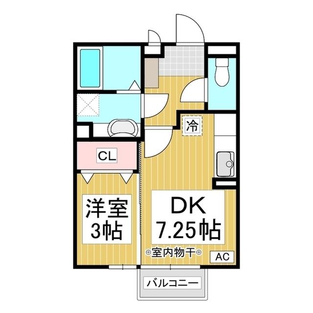 PIACERE(1DK/2階)の間取り写真