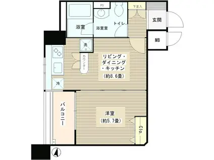 ソシア千歳烏山(1LDK/3階)の間取り写真