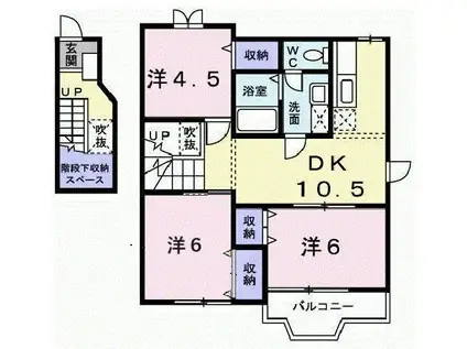 ミニョンラシーヌ(3DK/2階)の間取り写真