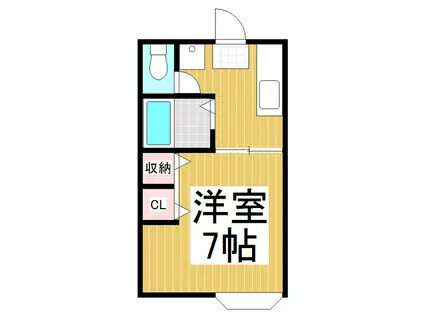 岩見ハイツ上島(1K/1階)の間取り写真